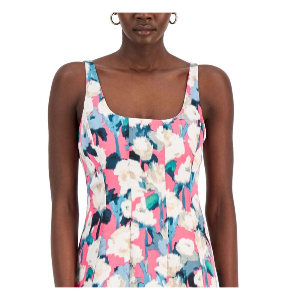 DONNA KARAN NEW YORK Womens Pink Lined Scoop Back Seamed Pullover Maxi Dress 2 - Picture 3 of 4